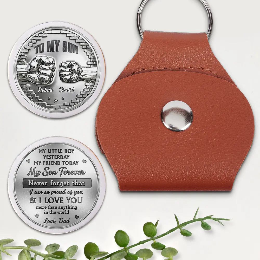 3D Effect My Son Grandson Forever - Personalized Leather Pocket Hug