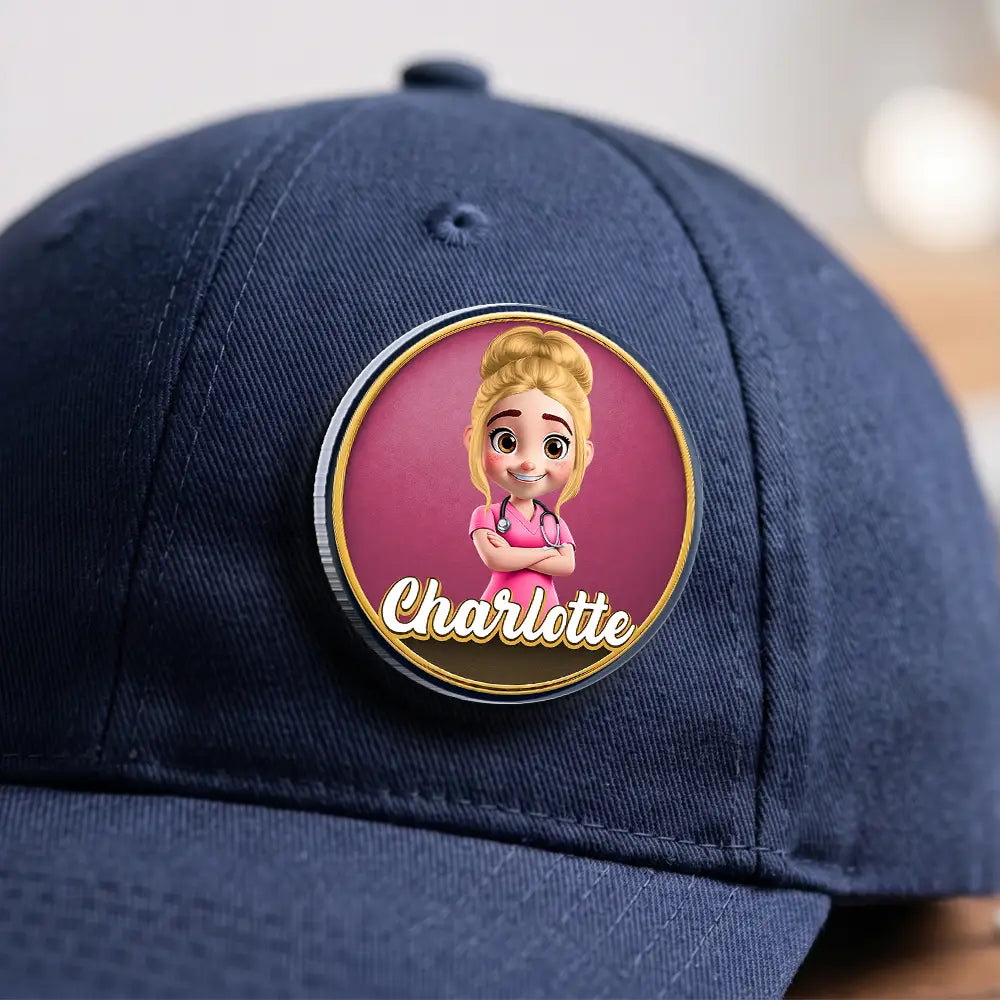 Nurse,Playful,Vector - 3D Effect Nurse Name - Personalized Acrylic Pin