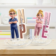 Nurse, Proud, Vector - 3D Effect Nurse Name - Personalized Acrylic Shaking Stand
