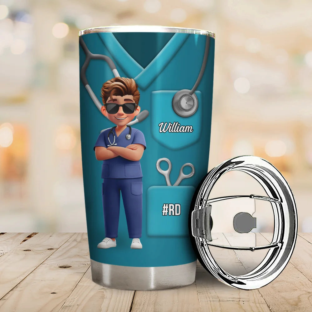 Nurse,Gifts For Colleagues,Gift For Bestie,Happy - 3D Effect Nurse Nutrition Facts - Personalized Tumbler