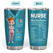 Nurse,Gifts For Colleagues,Gift For Bestie,Happy - 3D Effect Nurse Nutrition Facts - Personalized Tumbler