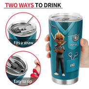 Nurse,Gifts For Colleagues,Gift For Bestie,Happy - 3D Effect Nurse Nutrition Facts - Personalized Tumbler