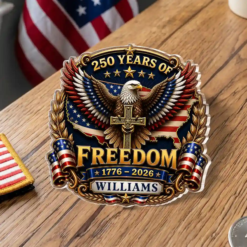 Independence Day, Gift For Yourself, Proud, Icon - 3D Effect Patriotic Eagle 250 Years Of Freedom - Personalized Acrylic Pin