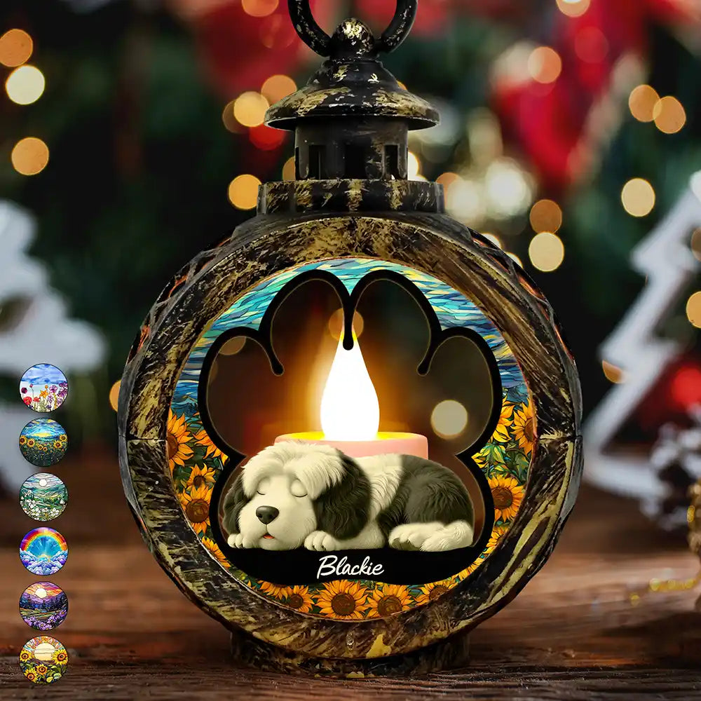 Pet Lovers,Pet Mom,Pet Dad,Dog Lovers,Dog Mom,Dog Dad,Christmas,Happy - 3D Effect Sleeping Dog - Personalized Candlelight Lantern Ornament