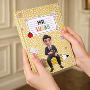 Back To School,Teacher,Proud,Vector,Alternating Color Text - 3D Effect Teacher Composition Notebook Theme - Personalized Hardcover Journal