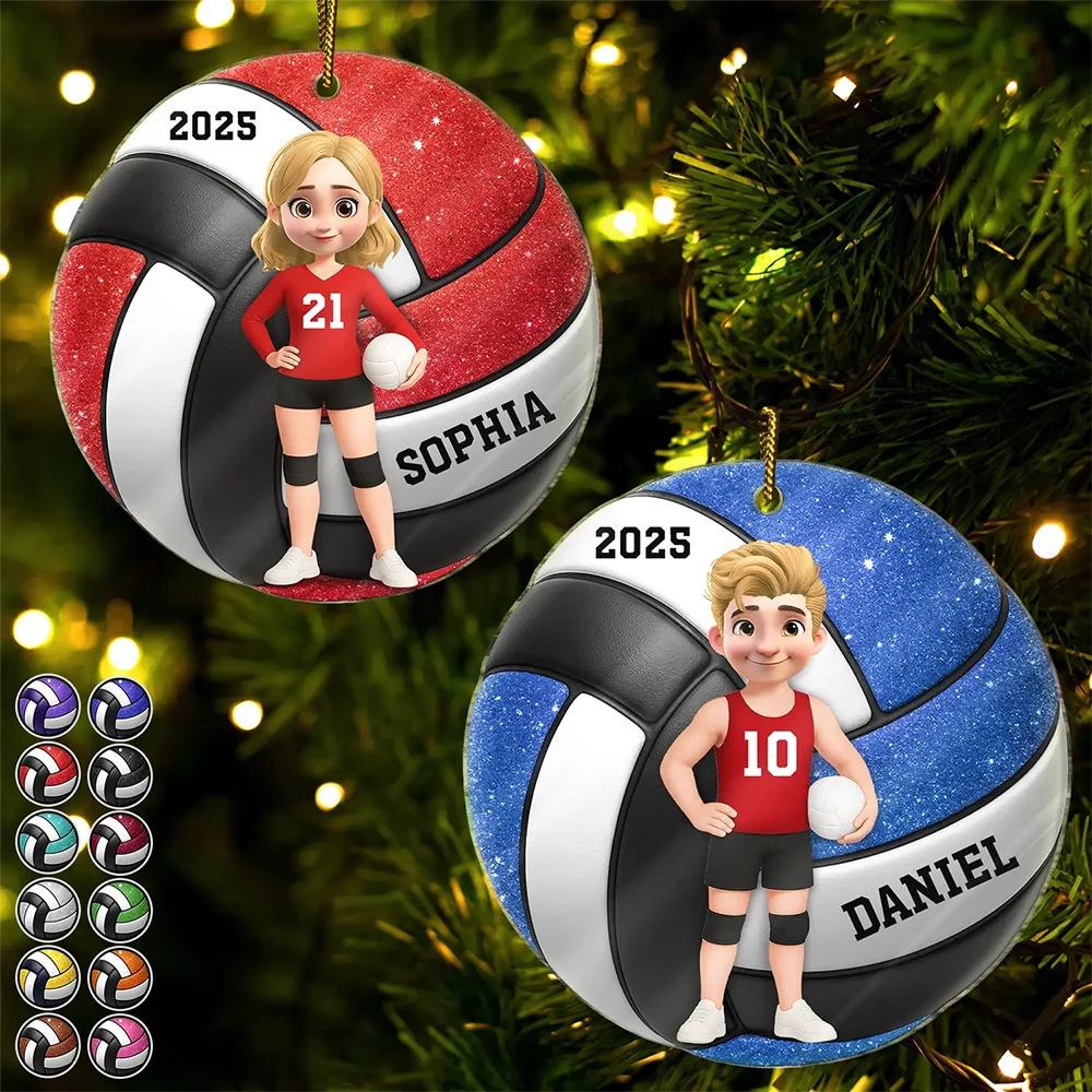 Gift For Yourself,Happy,Christmas,Gift For Women,Non-Eng - 3D Effect Volleyball Player - Personalized Custom Shaped Acrylic Ornament