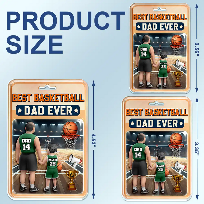 Gift For Father, Dad - Sons, Dad - Children, Sport Dad, Basketball, Dad - Daughters (Young), Happy - 3D Figure Best Basketball Dad Ever - Personalized Acrylic Car Hanger