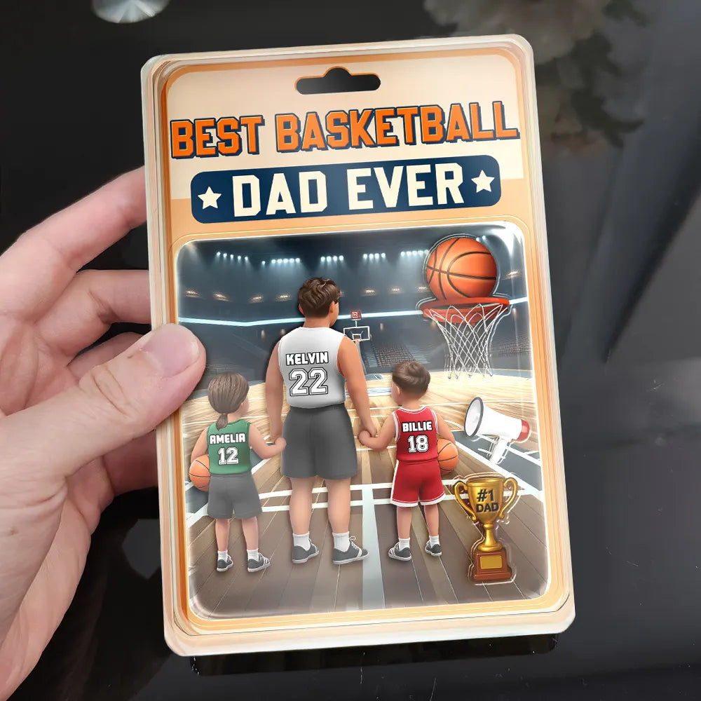 Gift For Father,Dad - Sons,Dad - Children,Sport Dad,Basketball,Dad - Daughters (Young),Happy - 3D Figure Best Basketball Dad Ever - Personalized Custom Shaped Acrylic Plaque