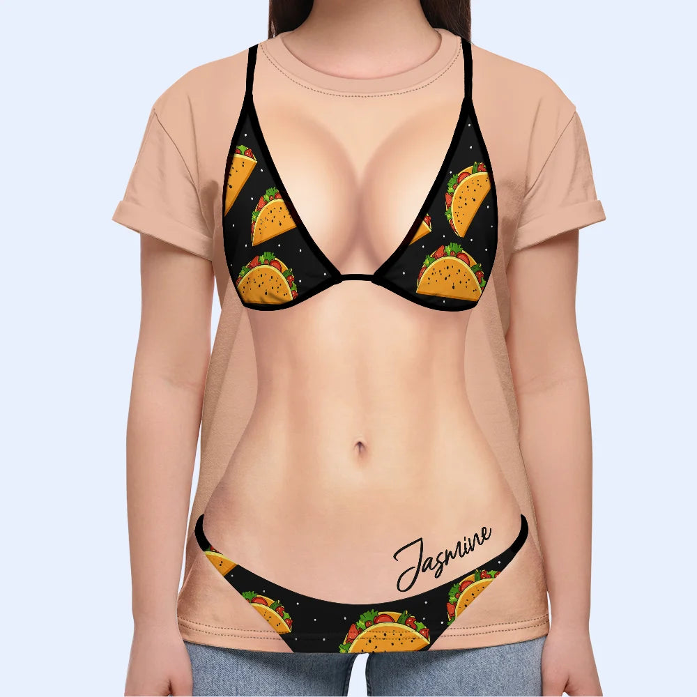 Gift For Bestie, Humorous, Beach, Summer, Icon - 3D Funny Bikini Body Muscle Six Pack - Personalized Full Print T Shirt