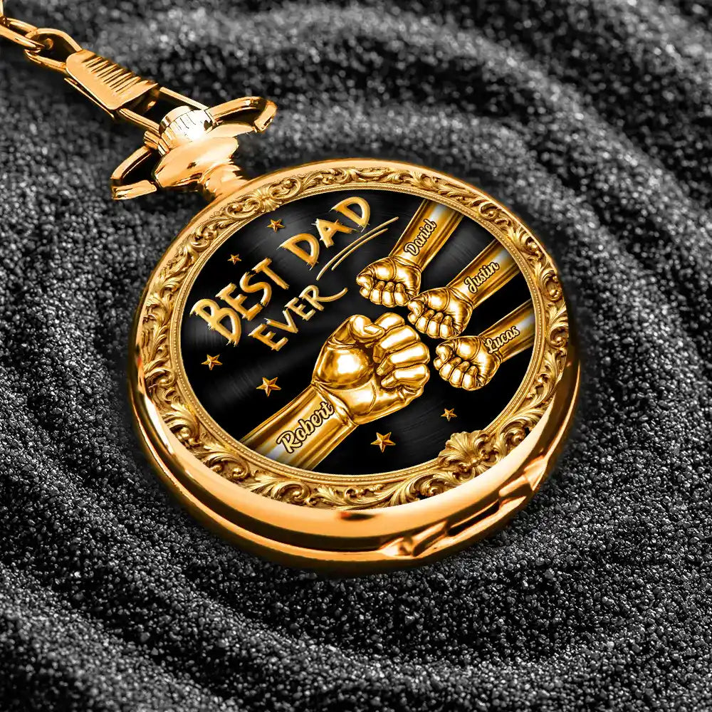 Gift For Father,Gift For Grandpa,Gift For Men,Happy,Independence Day - 3D Metal Effect Best Dad Grandpa Ever - Personalized Pocket Watch