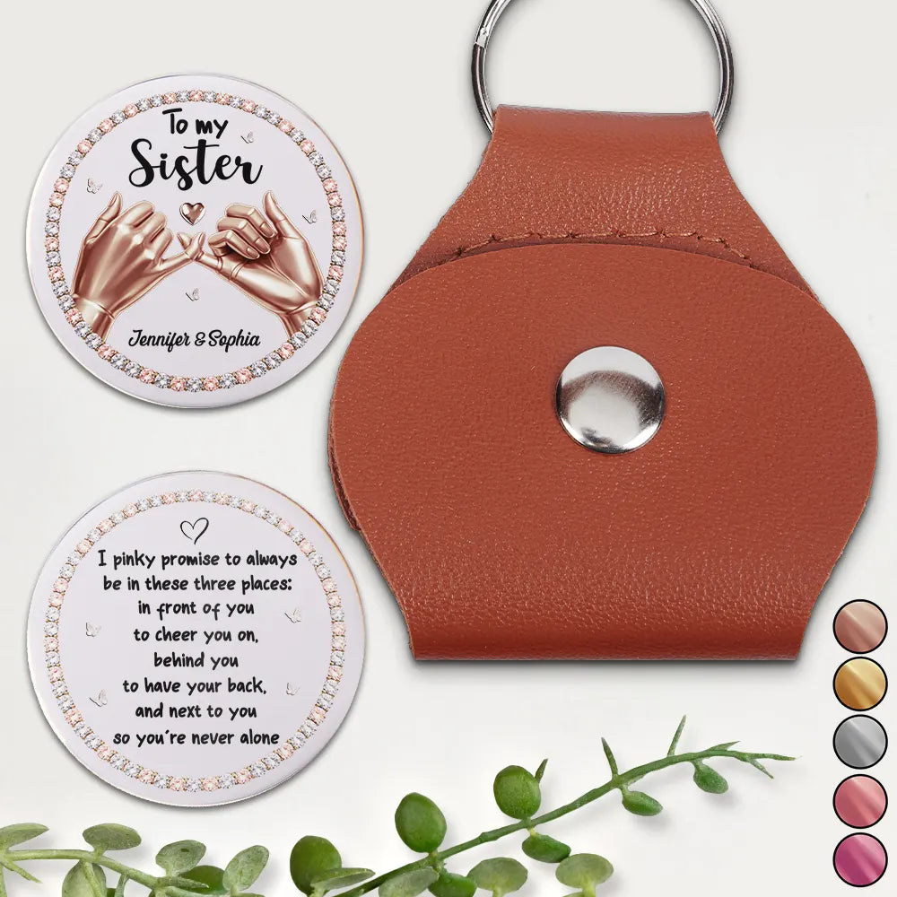 3D Metal Effect Besties Unbreakable Bond - Personalized Leather Pocket Hug
