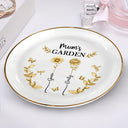 Gift For Women, Gift For Mother, Gift For Grandma, Love - 3D Metal Effect Birth Month Flowers Grandmas Moms Garden - Personalized Round Ring Dish