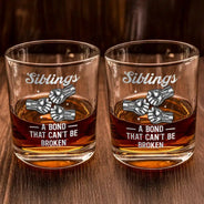 Gift For Brothers,Gift For Father,Gift For Men,Happy,Gift For Sisters,Gift For Women,Gift For Sibling,Cousin - 3D Metal Effect Brothers A Bond That Can't Be Broken - Personalized Whiskey Glass