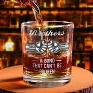 Gift For Brothers,Gift For Father,Gift For Men,Happy,Gift For Sisters,Gift For Women,Gift For Sibling,Cousin - 3D Metal Effect Brothers A Bond That Can't Be Broken - Personalized Whiskey Glass