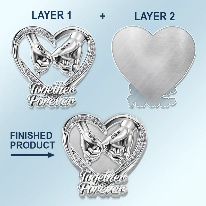 Gift For Couples, LGBT, Gift For Women, Gift For Men, Love, Top Market - 3D Metal Effect Couple Holding Hands You & Me We Got This - Personalized Custom Shaped Acrylic Car Visor Clip