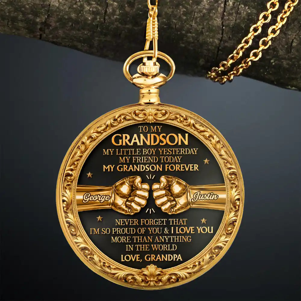 Gift For Son, Gift For Grandkids, Gift For Men, Happy, Top Market - 3D Metal Effect My Son Forever - Personalized Pocket Watch