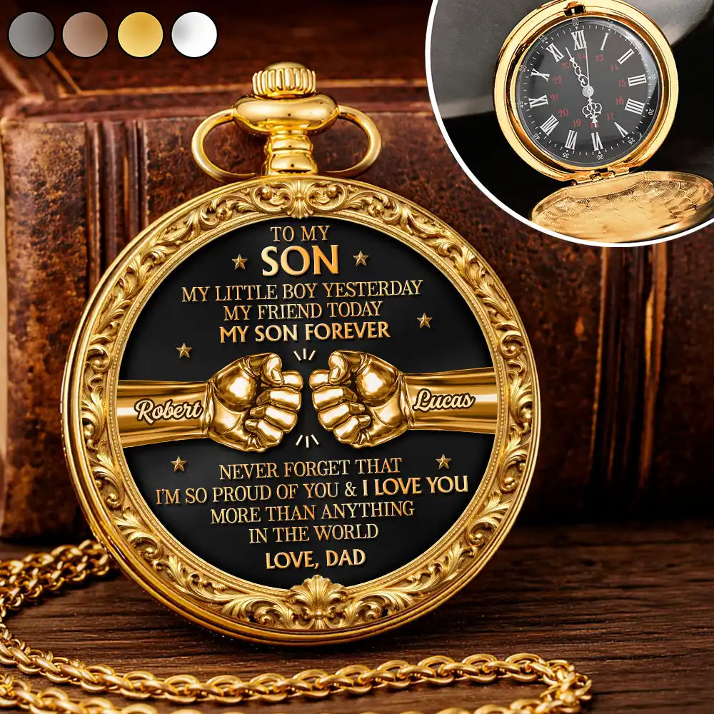 3D Metal Effect My Son Forever - Personalized Pocket Watch