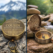 Gift For Brothers, Gift For Sibling, Cousin, Gift For Men, Happy - 3D Metal Effect Once A Brother Always A Brother - Personalized Engraved Brass Compass