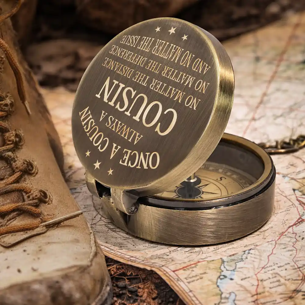 Gift For Brothers, Gift For Sibling, Cousin, Gift For Men, Happy - 3D Metal Effect Once A Brother Always A Brother - Personalized Engraved Brass Compass