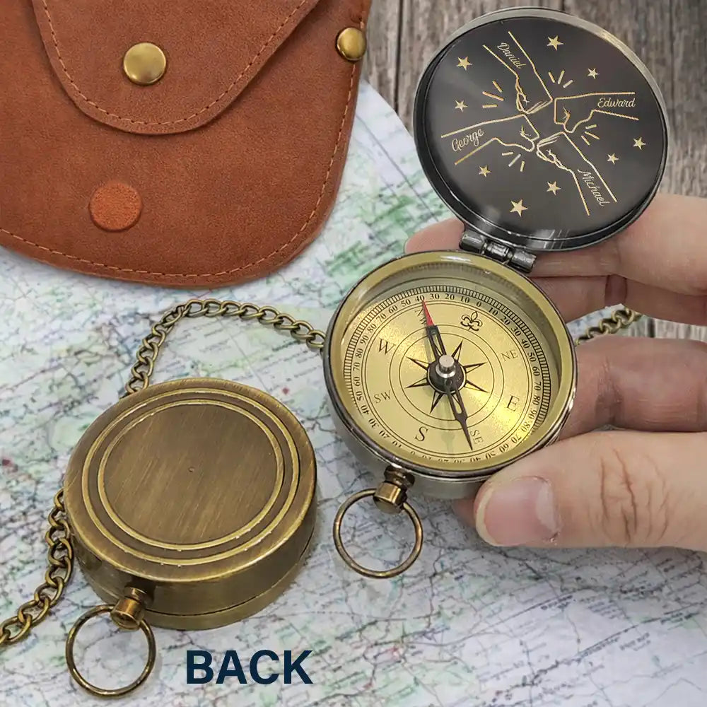Gift For Brothers, Gift For Sibling, Cousin, Gift For Men, Happy - 3D Metal Effect Once A Brother Always A Brother - Personalized Engraved Brass Compass