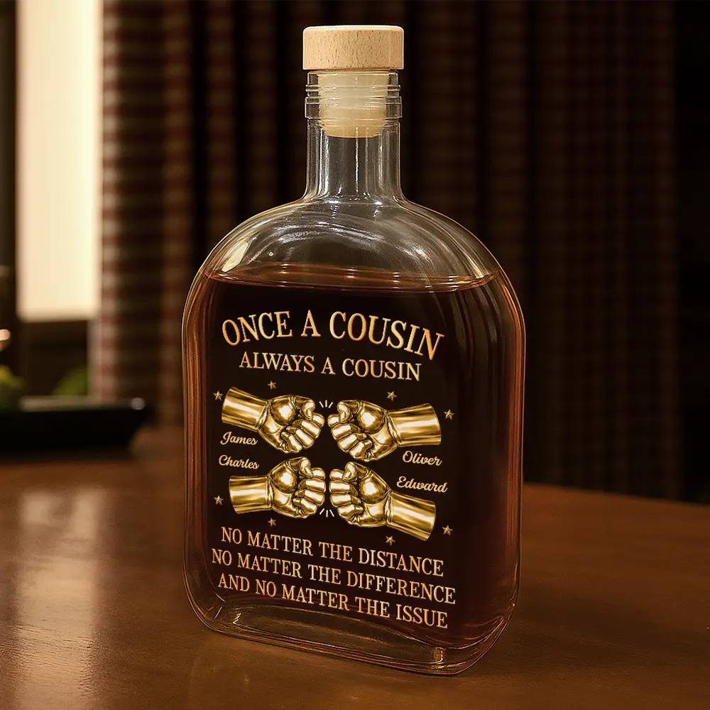 Gift For Brothers,Gift For Sibling,Cousin,Gift For Men,Happy - 3D Metal Effect Once A Brother Always A Brother - Personalized Whiskey Bottle