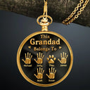 Icon,Non-Eng,Gift For Father,Gift For Grandpa,Gift For Men,Happy - 3D Metal Effect This Grandpa Belongs To Kids Pets - Personalized Pocket Watch