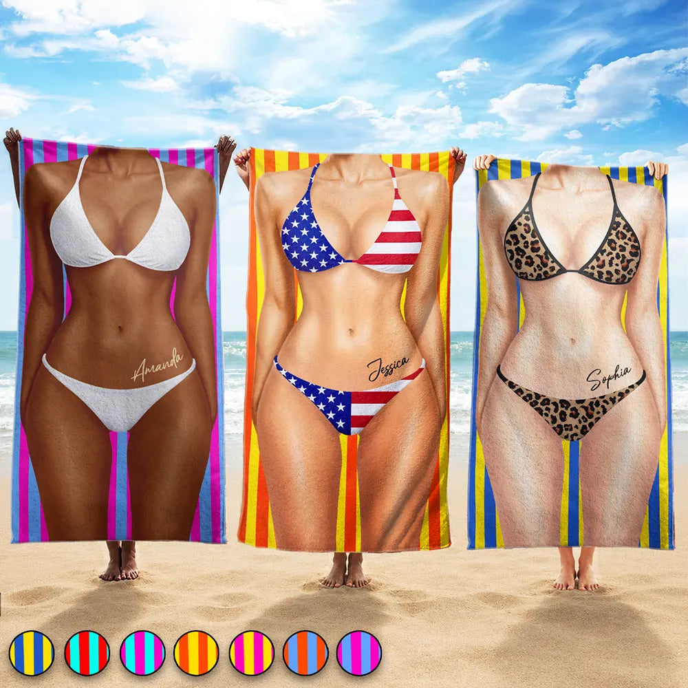 Humorous,Beach,Gift For Yourself,Summer,Gift For Women,Icon - 3D Sexy Body Bikini Summer - Personalized Beach Towel