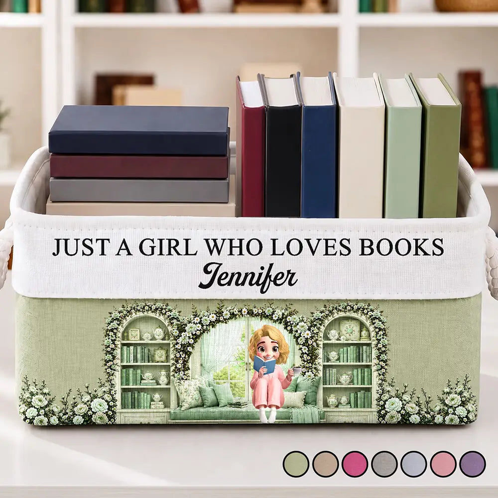 3D Effect Just A Girl Who Loves Books - Personalized Storage Basket