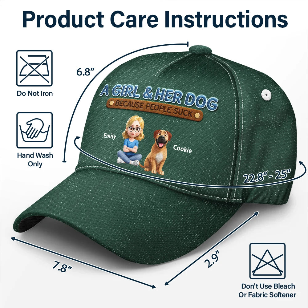 Pet Lovers,Dog Lovers,Cat Lovers,Funny - A Man And His Dog Because People Suck 3D Effect - Personalized Classic Cap