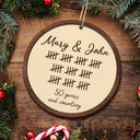 Wedding Anniversary,Gift For Couples,Gift For Husband,Gift For Wife,Happy - 5th Anniversary Wooden Anniversary Years And Counting - Personalized 2-Layered Wooden Ornament