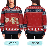 Funny,Cat Mom,Cat Lovers,Cat Dad,Christmas - A Bond That Can't Be Broken - Personalized Unisex Ugly Sweater