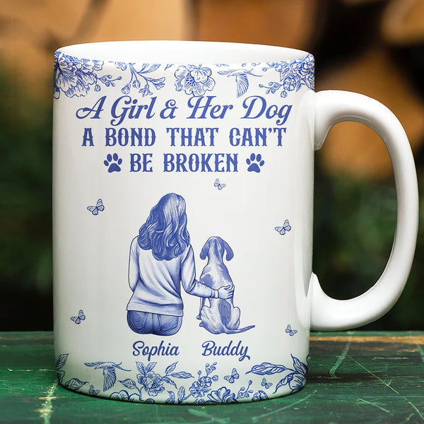 Dog Lovers, Dog Mom, Dog Dad, Pet Lovers, Happy - A Bond That Can't Be Broken Dog Toile - Personalized White Edge-to-Edge Mug