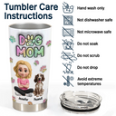 Pet Lovers,Pet Mom,Pet Dad,Dog Lovers,Dog Mom,Dog Dad,Happy,Non-Eng - Dog Mom Dog Dad Sitting - 3D Inflated Effect Printed Tumbler, Personalized Tumbler