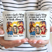 Gift For Bestie,Gift For Sisters,Gift For Women,Gifts For Colleagues,Happy - A Friend Is God's Way Besties - Personalized Mug