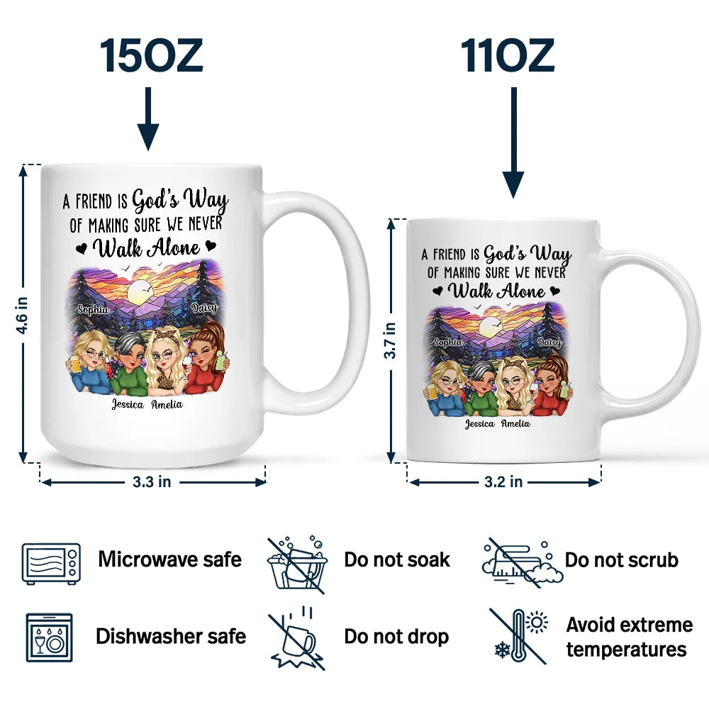 Gift For Bestie,Gift For Sisters,Gift For Women,Gifts For Colleagues,Happy - A Friend Is God's Way Besties - Personalized Mug