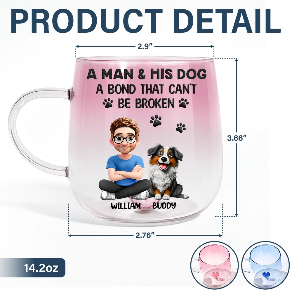 Dog Lovers,Dog Mom,Dog Dad,Pet Lovers,Happy - A Girl And Her Dog A Bond That Can't Be Broken - Personalized Gradient Glass Mug