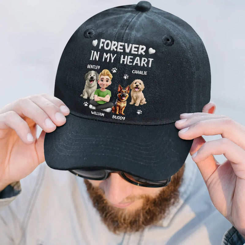 Dog Lovers,Dog Mom,Dog Dad,Pet Lovers,Happy - A Girl And Her Dog A Bond That Can't Be Broken - Personalized Vintage Washed Denim Cap