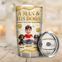 Dog Lovers,Dog Mom,Dog Dad,Pet Lovers,Pet Mom,Pet Dad,Happy - A Girl And Her Dogs 3D Golden Effect - Personalized Tumbler