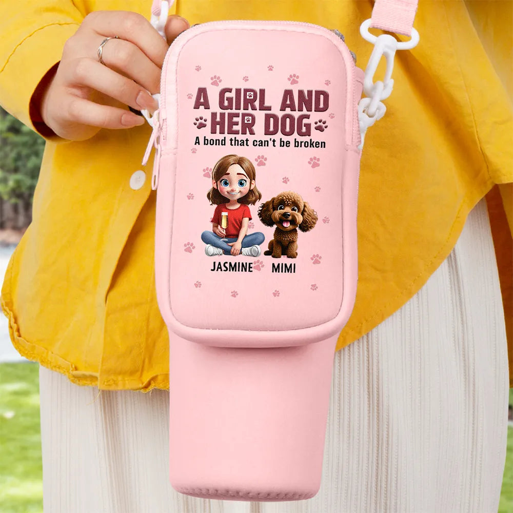 A Girl And Her Dogs A Bond That Can't Be Broken - Personalized Bottle Carrier Bag