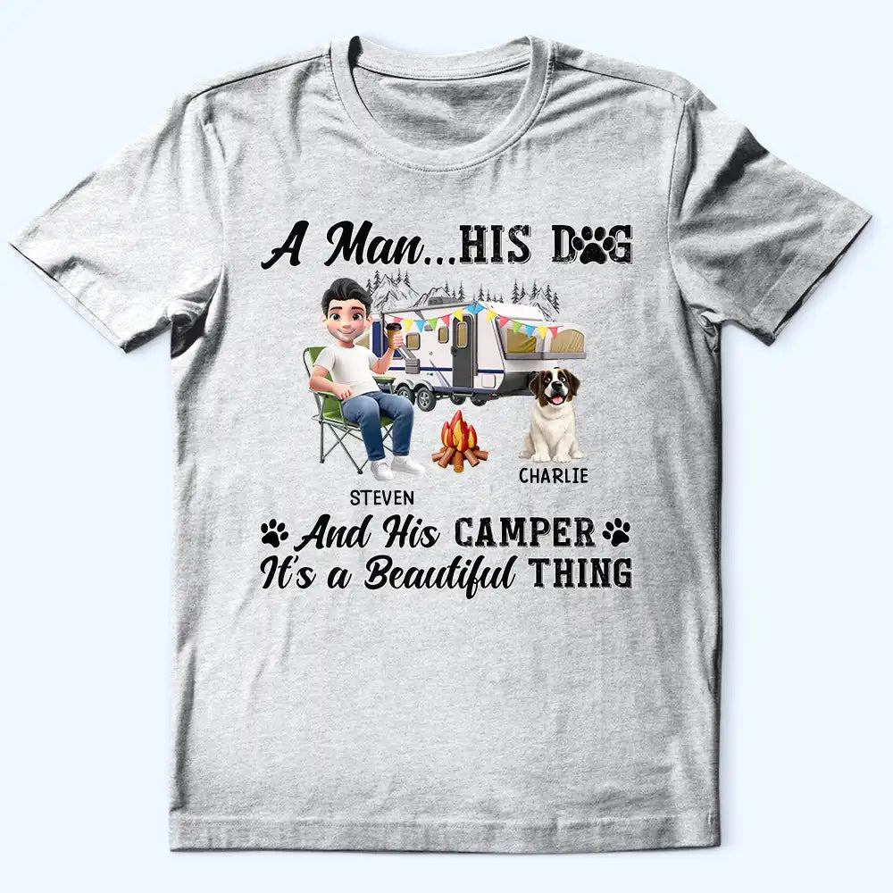 Campsite,Camping,Gift For Yourself,Love - A Girl Her Dogs Camping - Personalized T Shirt