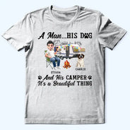 Campsite,Camping,Gift For Yourself,Love - A Girl Her Dogs Camping - Personalized T Shirt