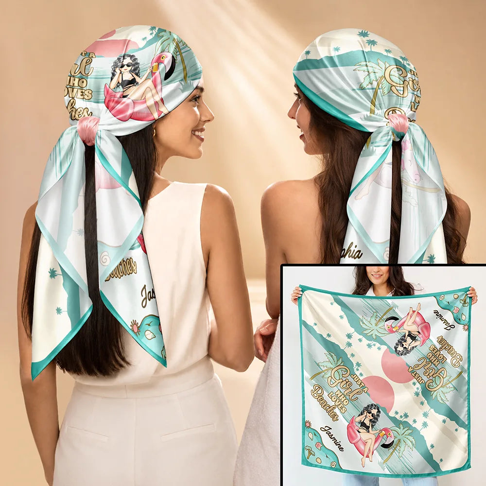 A Girl Who Loves Beaches Summer - Personalized Scarf