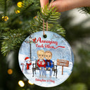 Christmas Family Couple Annoying Each Other Since - Gift For Couples - Personalized Custom Circle Ceramic Ornament