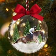 Custom Photo,Photo Hobby Ornament,Christmas,Happy - Custom Photo Horse Riding Equestrian Lovers - Personalized 3D Acrylic Ball Ornament