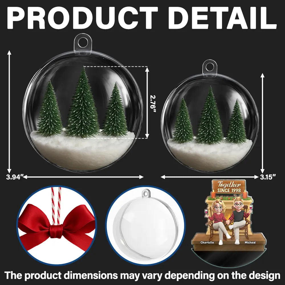 Gift For Couples,Christmas,Love,Old Couples - Together Since - Personalized 3D Acrylic Ball Ornament