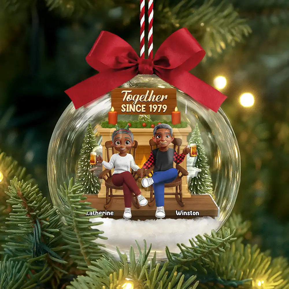 Gift For Couples,Christmas,Love,Old Couples - Together Since - Personalized 3D Acrylic Ball Ornament