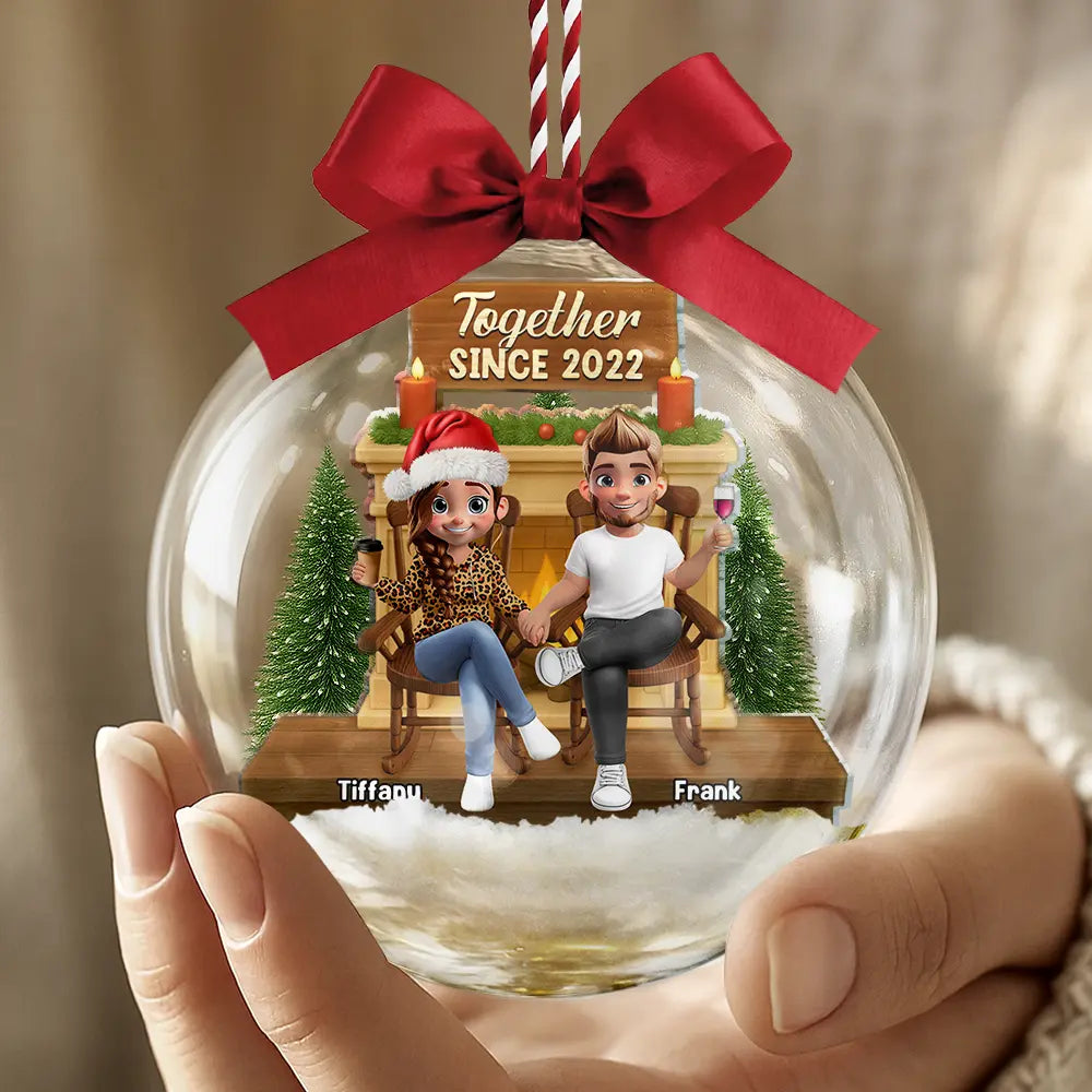 Gift For Couples,Christmas,Love,Old Couples - Together Since - Personalized 3D Acrylic Ball Ornament