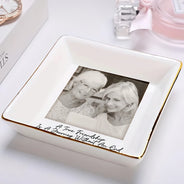 Gift For Bestie, Old Best friends, Gift For Sisters, Happy, Custom Photo - Custom Photo Besties Gray Scale Right In The Throat - Personalized Ring Dish