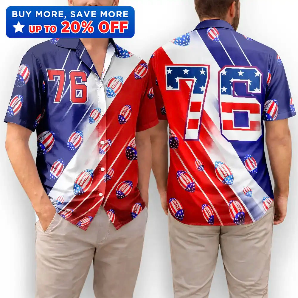 America 250th Number 76 American Football - Hawaiian Shirt