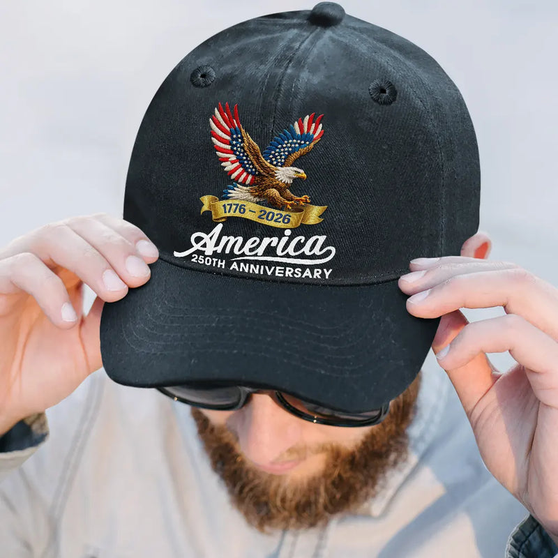 Independence Day,America 250th,Gift For Yourself,Happy,No Custom,Gift For Women,Gift For Men - Celebrate 250 Years Of America Eagle - Vintage Washed Denim Cap